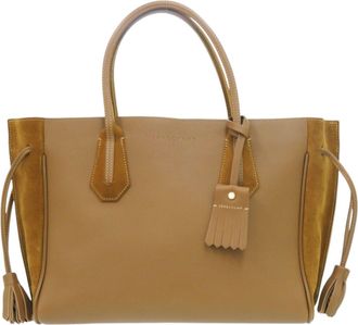 Longchamp Brown Velvet Leather Tote Bag (Pre-Owned)