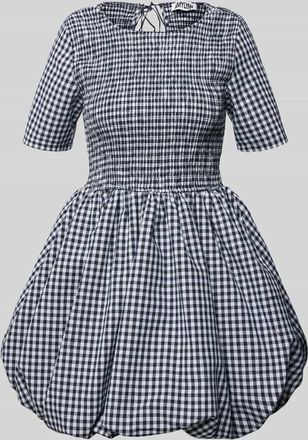 Amy Lynn Knielanges Cocktailkleid mit Smok-Details Modell Priscilla in Marine, Gr&ouml;&szlig;e 34