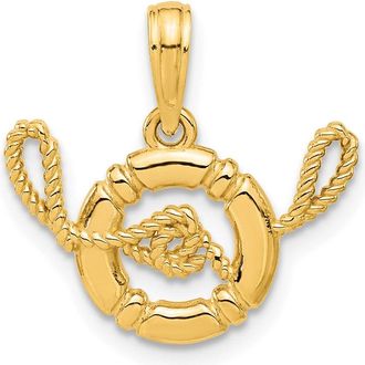 Diamond2Deal 14k Yellow Gold Polished Life Preserver with Rope Pendant