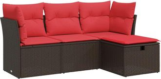 vidaXL Vidaxl - Set Divano Da Giardino 4 Pz Con Cuscini Marrone In Polyrattan