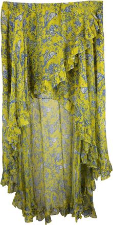 Caroline Constas Adelle Ruffled Asymmetric Skirt in Yellow Polyester