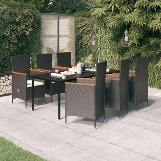 vidaXL Juego De Comedor De Jard&iacute;n 7 Piezas Con Cojines Negro Vidaxl