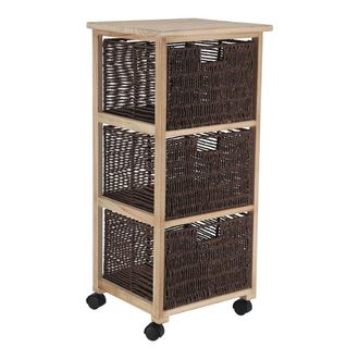 Tendance Armario Cuadrado Con Ruedas 3 Cajones Papel Gm Paulownia Estructura Mdf &Aacute;lamo - Marr&oacute;n Natural - Tendance