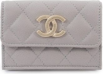 Chanel Grayish Leather Wallet (Tri-Fold) (Pre-Owned)