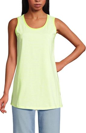 Lands End Supima Cotton Tunic Tank Top in Limoncello Yellow Micro Stripe at Nordstrom, Size 1X