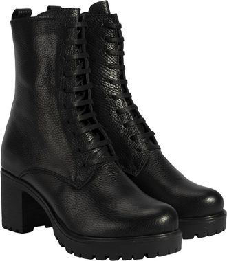 Desa Woman Leather Boots - Slip-On, Block Heel, Round Toe, Breathable | Black - 37