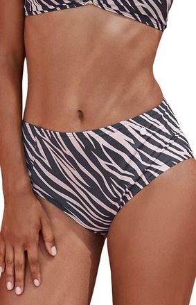 Lascana Womens Animal Print High Waist Bikini Bottom in Black Printed at Nordstrom, Size 8