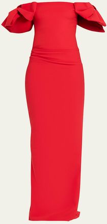 La Petite Robe Di Chiara Boni Bunjirai Off-Shoulder Bow Column Gown