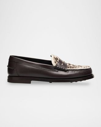 Tod's Leather and Pony Hair Penny Loafers
