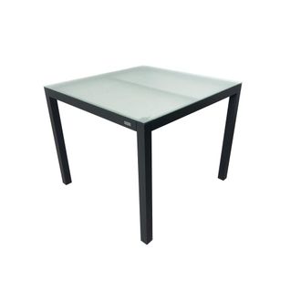 Pondecor Interiorismo Mesa jard&iacute;n cuadrada 90x90 aluminio gris y cristal