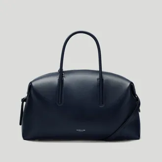 DeMellier The Midi Stockholm in Midnight Blue Fine Grain Leather Top handle bag