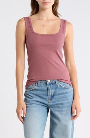 Melrose and Market Rib Tank Top in Brown Rose at Nordstrom Rack, Size Xx-Small