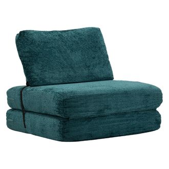Dmora Poltrona Abyane, Silla Convertible En Cama, Tapizado Boucl&eacute;, Reclinable, Estructura De Tela, 31x31x97h Cm