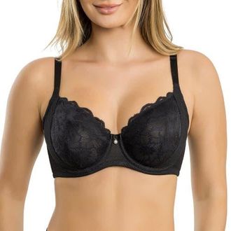 Affinitas Luxlacy Full Coverage Sweetheart Unlined Wire Bra in Black at Nordstrom, Size 36Ddd
