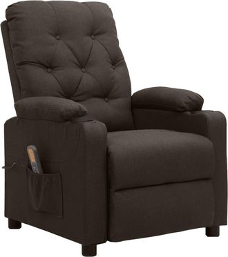 vidaXL Sill&oacute;n De Masaje El&eacute;ctrico Tela Marr&oacute;n Oscuro Vidaxl