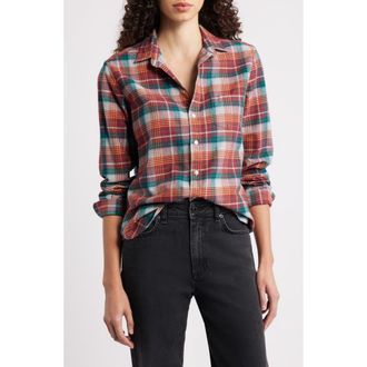 Frank & Eileen Eileen Relaxed Button-Up Shirt in Wine Green Plaid at Nordstrom Rack, Size Xx-Small