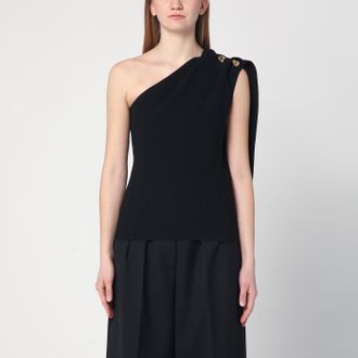 Bottega Veneta Black top in viscose cr&ecirc;pe and wool