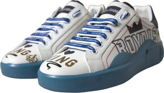 Dolce & Gabbana Mens Blue White Printed Portofino Melt Sneakers