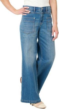 Nicole Miller High Rise Wide Leg Jeans in Med Blue at Nordstrom Rack, Size 25 X 32