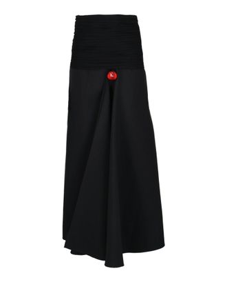 Ferragamo Ruched Jersey-Waist Slit Hem Midi Skirt