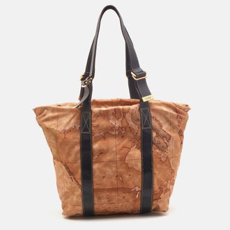 Alviero Martini 1A Classe Brown Leather And Nylon Shoulder Bags