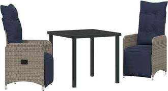 vidaXL Conjunto De Comedor De Jard&iacute;n 3 Pcs Gris Rat&aacute;n Sint&eacute;tico Vidaxl