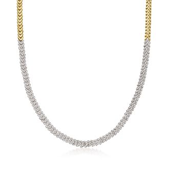 Ross-Simons Diamond Leaf Necklace in 18kt Gold Over Sterling