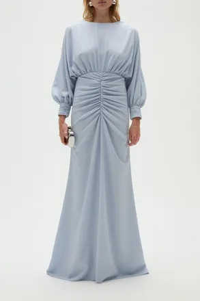 Amsale Pebble Crepe Gathered Gown in Ice at Nordstrom, Size 10