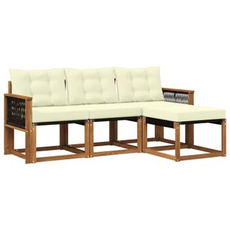 vidaXL Conjunto De Sof&aacute;s De Exterior Con Coj&iacute;n 4 Pcs Natural Y Crema Vidaxl