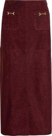 Rixo Rixo Edwina Horsebit-embellished Suede Midi Skirt - Maroon - 16 (UK 16 / XL)