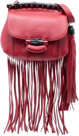 Gucci Pre-owned Gucci Small Suede Bamboo Nouveau Fringe Crossbody Unisex 347100 498879