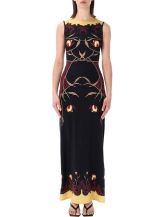 Marine Serre Floral Print Jersey Maxi Dress