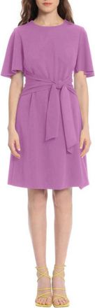 Ivy + Blu Short Flutter Sleeve A-Line Dress In Violet