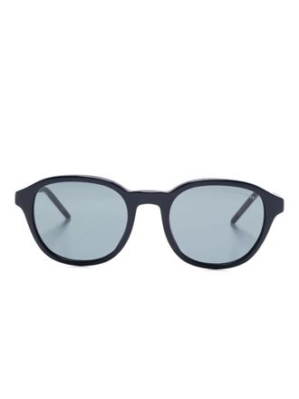 Emporio Armani eagle-logo round sunglasses - Blue
