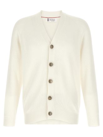 Brunello Cucinelli White Cotton Mens Cardigan