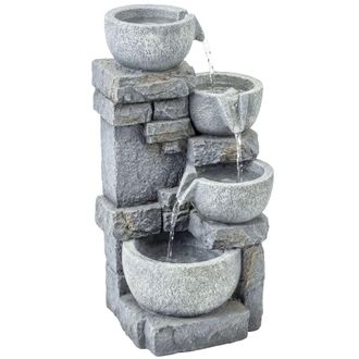 OUTSUNNY Fuente de jard&iacute;n 28x25x54.5 cm gris