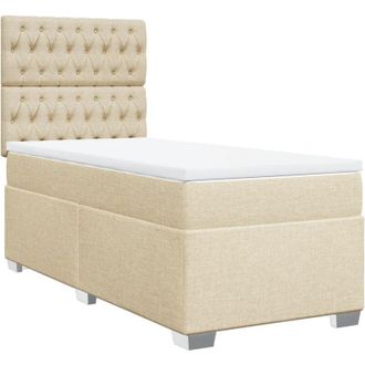 vidaXL Cama Box Spring Con Colch&oacute;n Tela Color Crema 100x200 Cm Vidaxl