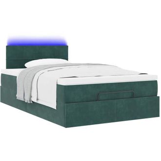 vidaXL Cama Otomana Con Colch&oacute;n&led Terciopelo Verde Oscuro 120x190cm Vidaxl
