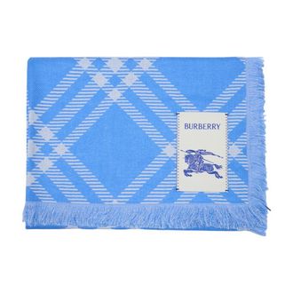 Burberry Womens Wool Check Scarf Blue