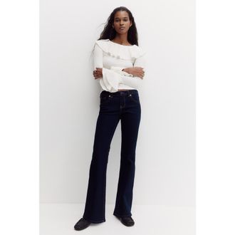 H&M Flared Low Jeans in Dark Denim Blue at Nordstrom, Size 18