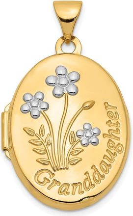 Diamond2Deal 14k Yellow Gold with Rhodium 21mm Oval Granddaughter Locket Pendant