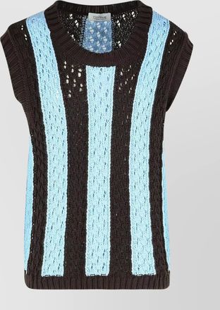 Laneus open knit sleeveless striped vest