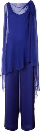 Alberta Ferretti Silk Jumpsuit with Sheer Overlay