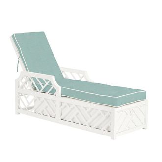 Ballard Designs Miles Redd Bermuda Chaise 2-Piece Replacement Cushion - Canvas Spa Sunbrella with White Welt - Ballard Designs