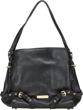 Burberry Black Leather Shoulder Bag Tote Bag (Pre-Owned)