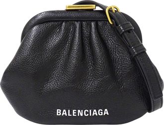 Balenciaga Black Leather Chain/Shoulder Wallet (Pre-Owned)