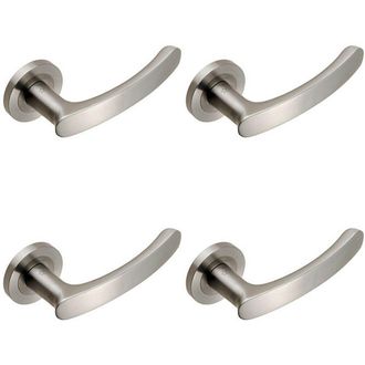 Loops 4x PAIR Curved Handle with Rounded Ends Concealed Fix Round Rose Satin Steel in Metallics