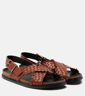 The Row Buckle leather slingback sandals