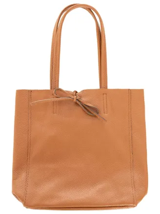 Zwillingsherz Tragetasche ZWILLINGSHERZ Ledershopper Small, Damen, cognac, Leder, unifarben, Taschen Tragetasche, mit Schulterhenkel und Bindeband