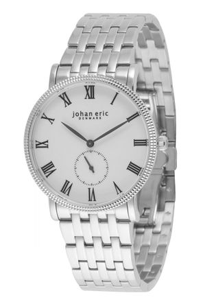 Johan Eric Denmark Holstebro Mens Watch, Steel LCase, White Dial, Bracelet - Silver Stainless Steel - One Size